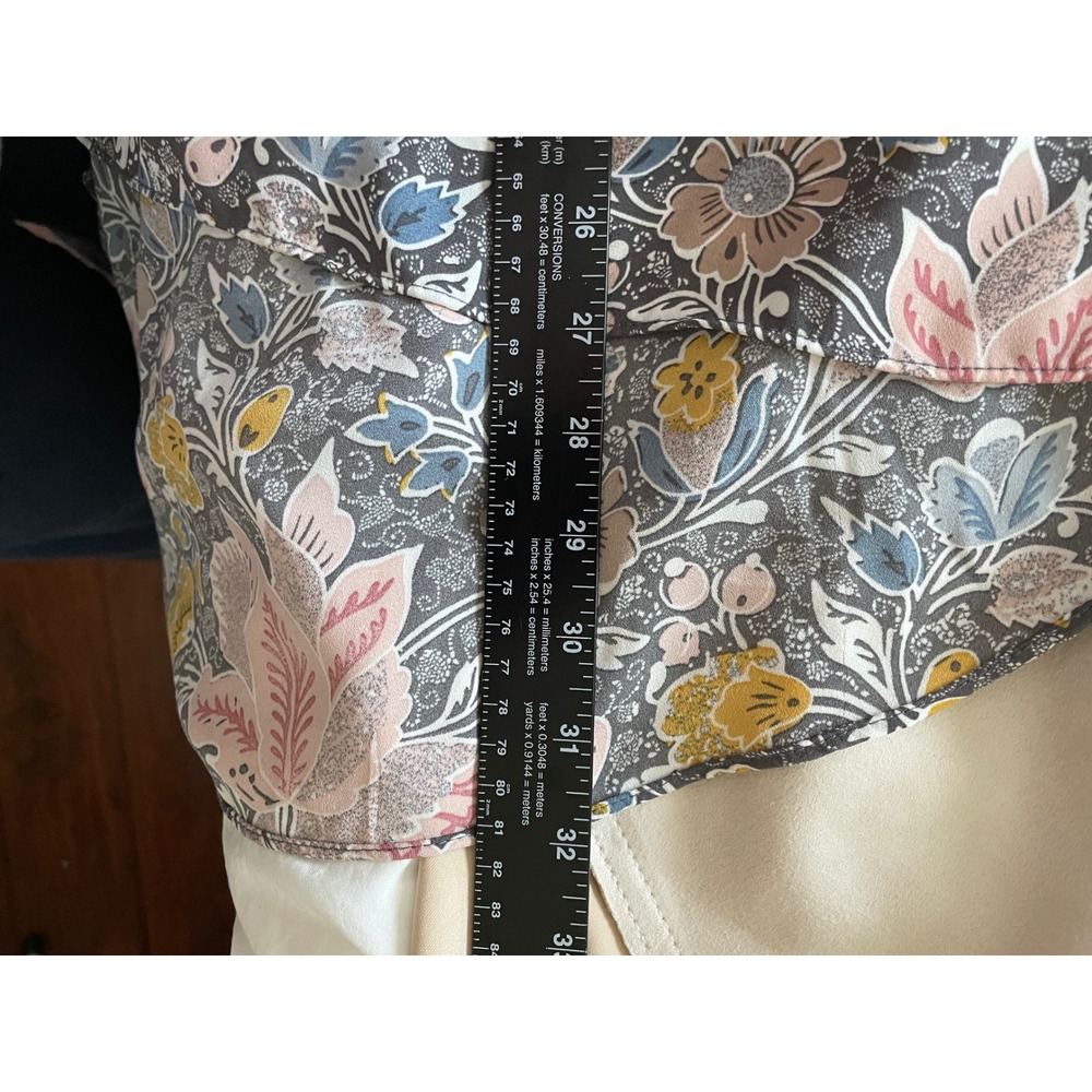 T Tahari Woman 2X Blouse Floral Boho Split Neck 3/4 Sleeve High Low Length Tunic - Picture 9 of 10